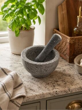 Granite Mortar and Pestle - Gray Stone